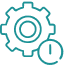 Gear and clock icon symbolizing delays in patient onboarding and setup